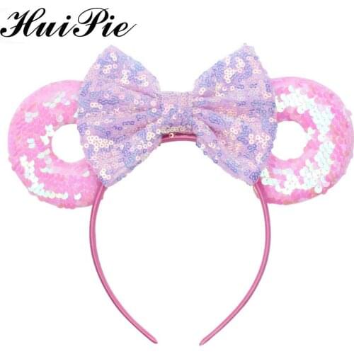 Donut Sequin Headband 2020 Mouse Ears Winter Festival DIY Hair Accessories Headwear Sequins Hair Bow Hairband For Girls Women