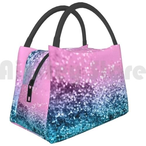 Portable Insulation Bag Tropical Beach Lady Glitter #1 #Shiny #Decor #Art Color Digital Manipulation