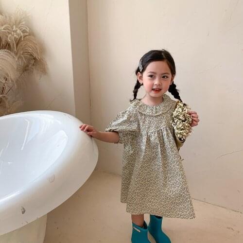 Girls Party Floral Costumes Summer Kid Girl Casual Dresses Puff Sleeve Children Children Breathable Princess Loose Vestidos 1-6Y