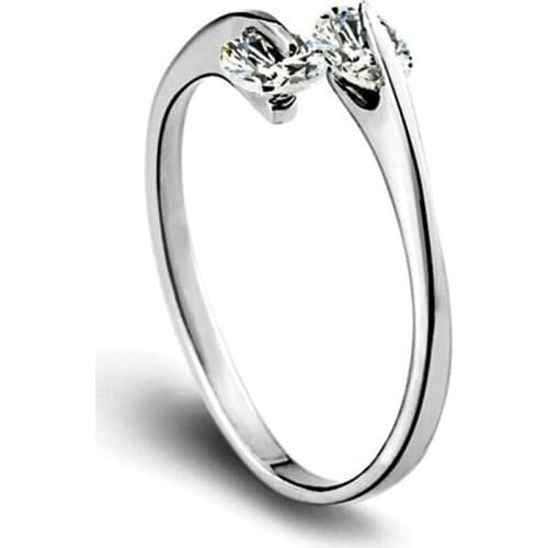 Simple Inlay CZ Open Ring For Women Silvery color Charm Party Finger Jewelry Dropshipping Wholesale