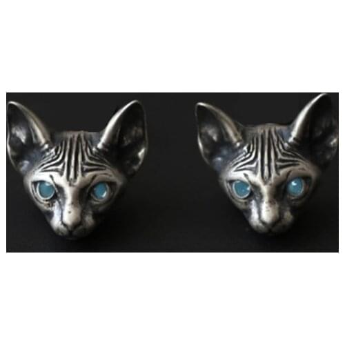 1 Pair Vintage Sphink Cats Stud Earrings Hypoallergenic Punk Cats Earrings Gothic Cool Earrings Unisex Fashion Jewelry 85LB