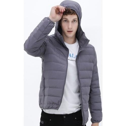 Winter Autumn Warm Down Coat New Man Ultra Light Down Jacket Hooded Soft Matt Fabric Waterproof Down Jackets Seamless