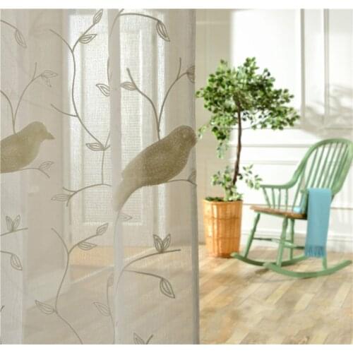 European White Embroidered Voile Curtains Bedroom Sheer Curtains for Living Room Tulle Window Curtains/Panels Window Screening