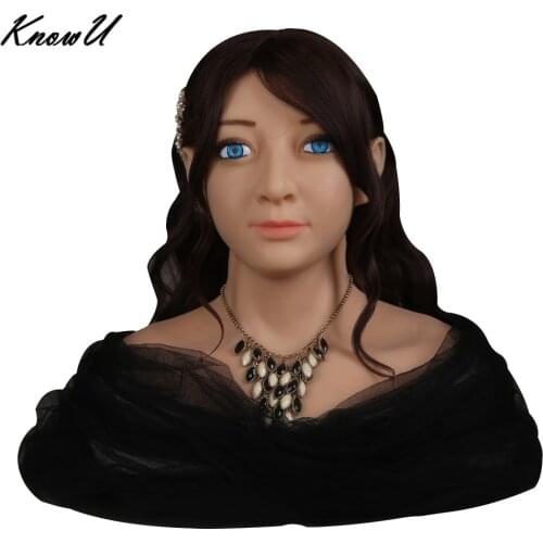 KnowU Crossdress Silicone Femalemask with Eyes Crossderesser Cosplay Halloween Dragqueen Woman Mask Transgender Transvestites