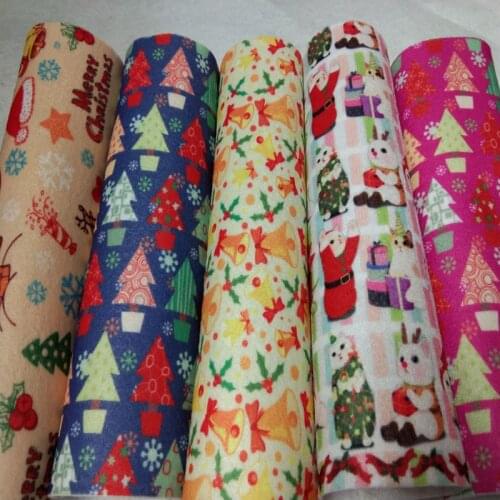 Pretty Soft Christmas Santa Claus Deer Tree Printed Nonwoven DIY Felt Fabric Cloth DIY Handmade Sewing Home Decoration Pattern
