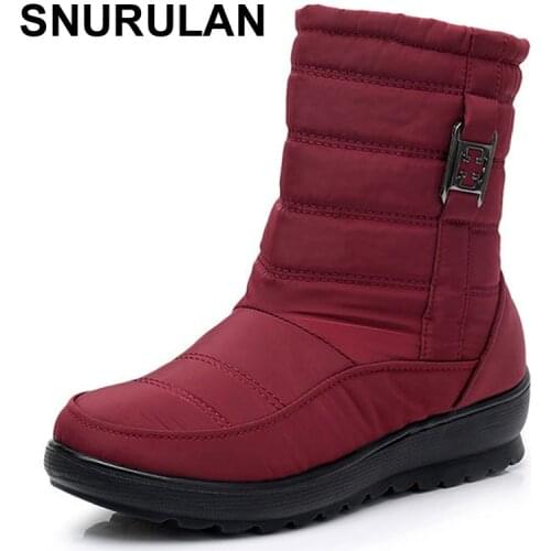 SNURULANWomens Boots Thick Plush Warm Winter Waterproof Mother Shoes Ladies Ankle Boot Snow Boots Women Waterproof Woman Shoes