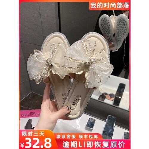 Women wear fashionable new summer Joker bow rhinestone tide