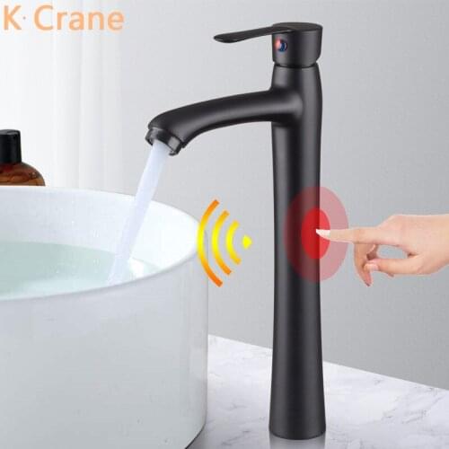 Touch Sensor Tap Bathroom Smart Automatic Sense Faucet Single Cold Basin Sink Tall Grifo One Hole Deck Mounted Torneira Modern