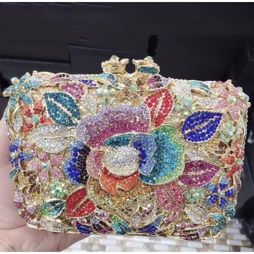 High-End Multicolored Diamond Crystal Clutch Bag For Girls Lady Evening Purse And Rhinestone Women Wedding Prom Shoulder Handbag