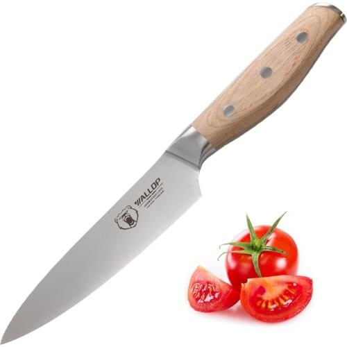 Wallop Utility Knife - German 1.4116 High Carbon Stainless Steel Kitchen Chefs Knife - Non-slip Ergonomic Wooden Handle - 5