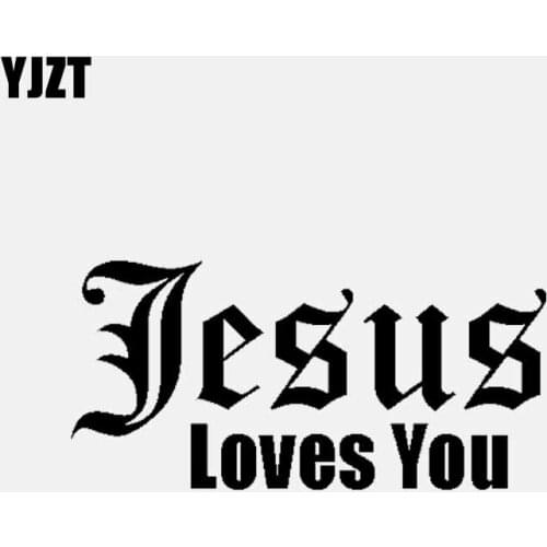 YJZT 14.3CM*7.1CM Jesus Loves You Christian Religious Vinyl Decal Car Sticker Black/Silver C3-1350