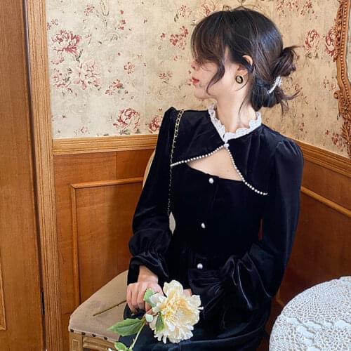 Woman Dresses Womens Spring and Autumn Velvet Dress Vestido De Mujer Femme Robe