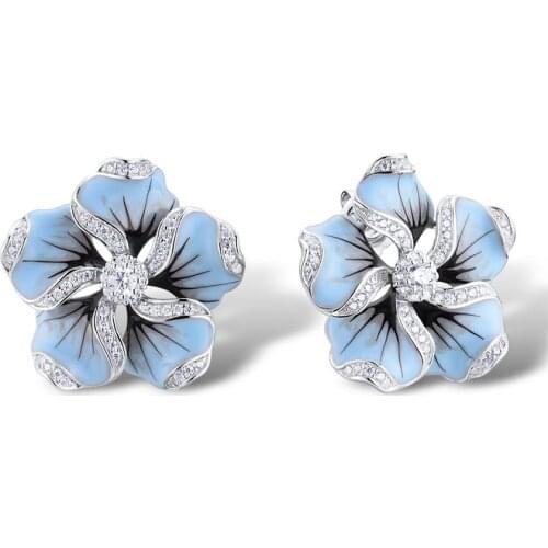 New Womens Elegant Shiny Zircon Crystal Earrings Fashion Flowers Lotus Tree Ear Studs Girls Fashion Accessories Wholesale