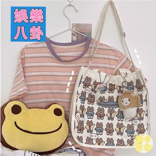 Womens Messenger Bags Ladies Canvas Printed Cute Envelope Bag Lady Sweet Cartoon Student Shoulder Bag