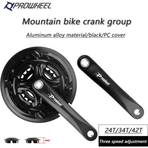 PROWHEEL Mountain Bike Crank 6/7/8 Speed 170mm Crank 24/34/42T Sprocket Variable Speed Square Hole Crank Mountain Bike Parts