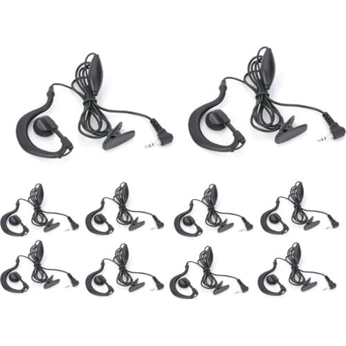 Wholesale 10pcs Ear Hook Earphone 1 Pin 2.5mm Plug Headset Clip for Motorola TLKR T6 T6200 T6200C T6220 T280 T5900 Walkie Talkie