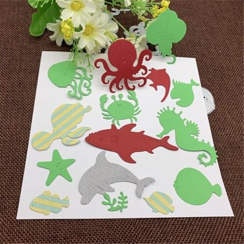 16Pcs lovely sea Metal Cutting Dies Stencils Scrapbooking Decorative Embossing Folder Carbon Steel Paper Card DIY Die Cuts