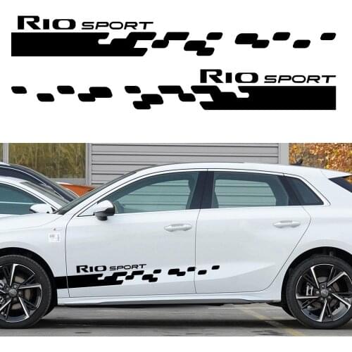 2PCS Kia RIO Car Long Skirt Sticker Plaid Square Vinyl Film Applique Car Decoration Sports Styling Adjustment Auto Accessories