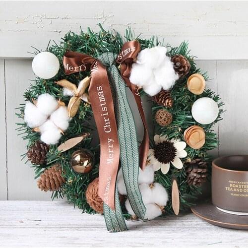 2021 Christmas Door Wreath Holiday Wreath Home Window Wall Decoration Flower Ring Celebration Party Decoration Wreath