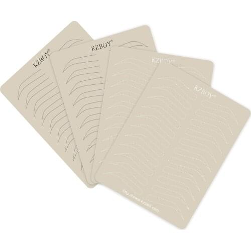 50PCS No Ink Required Practice Pads Microblading Practice Rubber Skin Double Side with Brow Shapes for Microblading Beginners