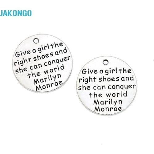 8pcs/lot Antique Silver Plated Give a girl A Right Shoe Charms Pendants for Jewelry Making DIY Handmade Craft 25mm