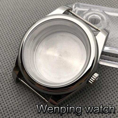 Bliger 39mm Silver Sterile Watch Case Sapphire Glass 316L Stainless Steel Case Fit NH35 NH36 Automatic Movement