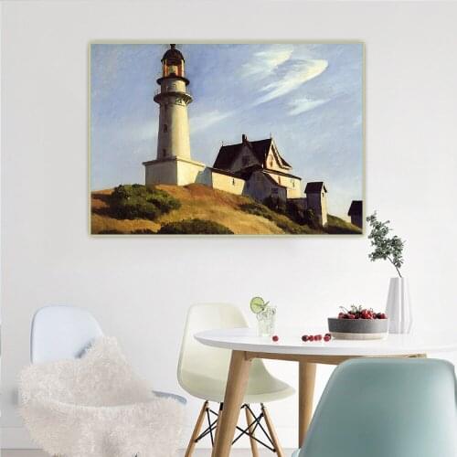 Lighthouse at Two Lights,1929, by Edward Hopper Canvas Oil Painting Aesthetic Picture Poster Wall Backdrop Decor Home Decoration