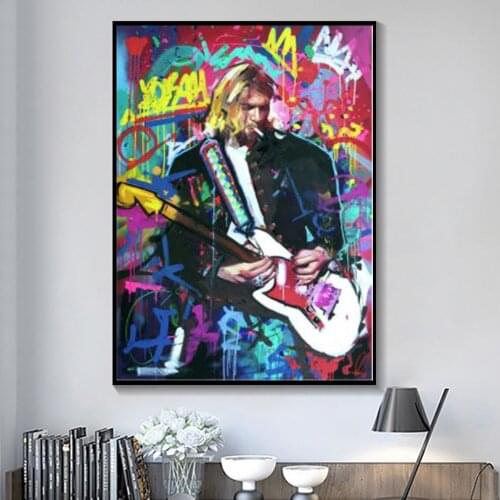 Graffiti Handsome Rock Singer Street Graffiti Art Canvas Painting Posters Prints Wall Art for Living Room Home Decor (No Frame)