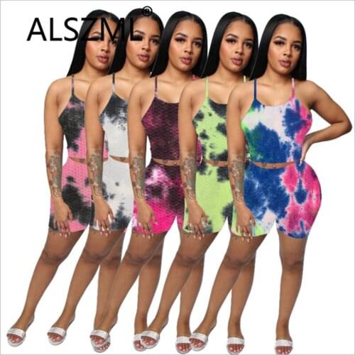 Deep V Neck Sleeveless Crop Top And Hot Short 2 Pieces Set Sexy Tight Club Party Tracksuits