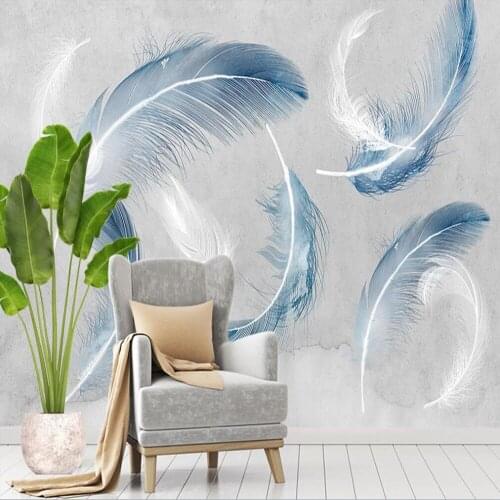 Milofi custom large 3D wallpaper mural modern light luxury feather Nordic small fresh background wall decoration wallpaper mural