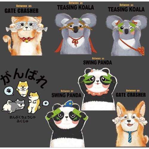 Cartoon lovely animal Corgi panda koala dog cat heat transfer sticker for iron on DIY children T-shirt clothes washable patch
