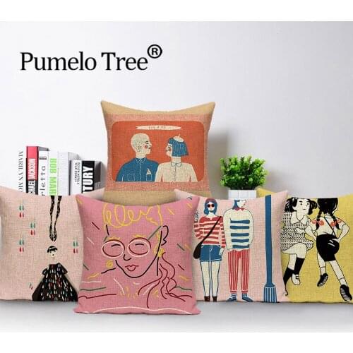 Cartoon Portrait pillow cover Love romantic cushion cases decorative pillows Cases sofa cushion covers Linen pillow case Kissen