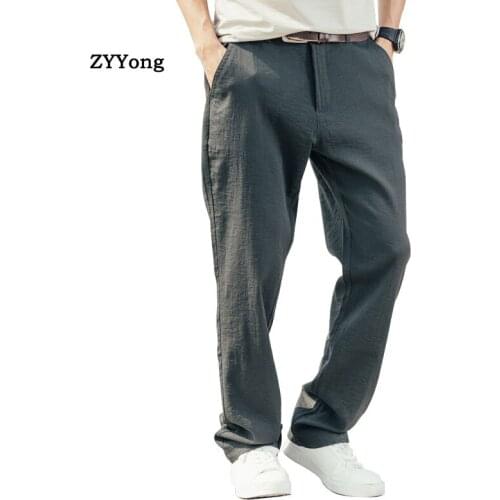 Men Summer Fashion Trousers Elastic Straight Loose Casual Breathable Outdoor Solid Sportswear Comfortable Men Thin Section Pants