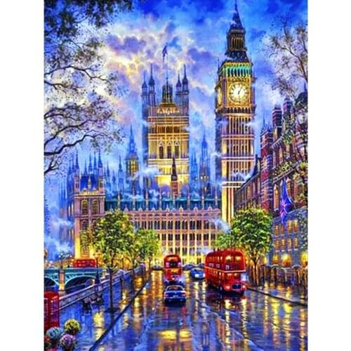 Landscape Street View 14CT Cross Stitch Complete Kit Embroidery Handicraft Needlework Handmade Painting Counted Floss Promotions