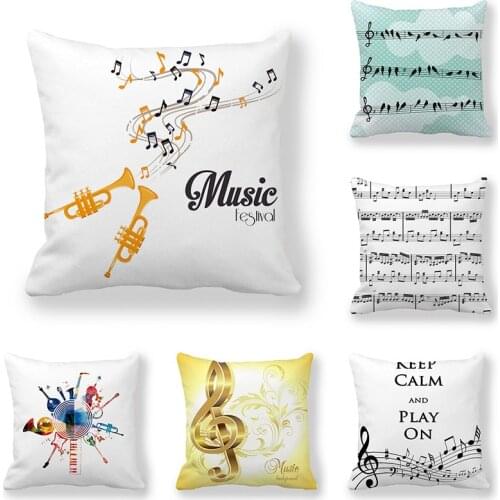 Music symbol pattern Cushion cover 100% Polyester Peach skin pillowcase Home Decor Pillowcover 45x45cm Throw pillows cover