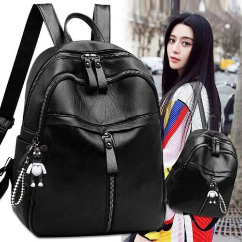 2021 New Brand Women Girls Lady Fashion Backpack PU Leather Rucksack Travel Shoulder College School Bag