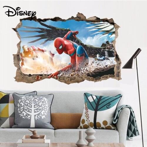 Disney new 3d Spider-man wall stickers childrens room bedroom wall decoration stickers