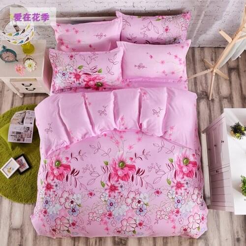 New Wedding Decorations Refreshing Series Bedding Sets Duvet Cover +Bed Sheet+Pillowcase King Bed Sheet Jogo De Cama