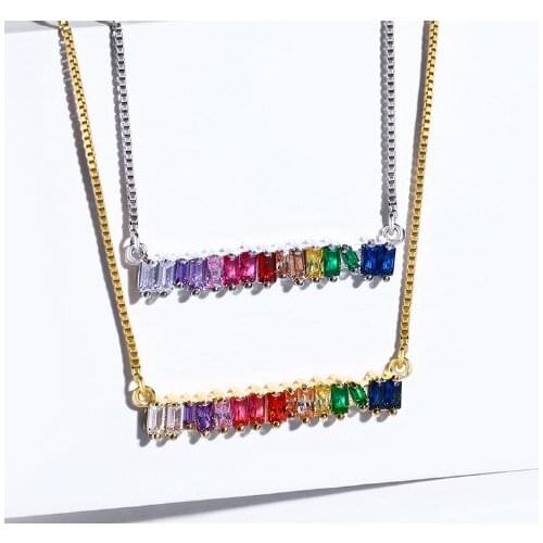 Tube multicolor micro pave cz zircon cubic zirconia necklace copper Clavicle gold plated Snake Chain Choker Pendant vb5rdf