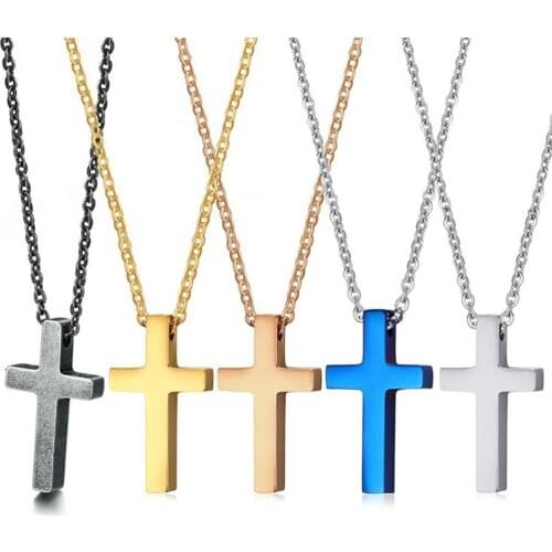 Stainless Steel Mini Colorful Small Cross Pendant Necklace Fashion Delicate Minimalism Cross Jewelry Gift For Him with Chain