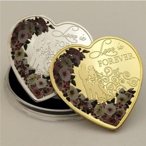 Heart Shaped Commemorative Coin Special-shaped Gold and Silver Coin Lover Niue Rose Love Coin Wedding Commemorative Coin