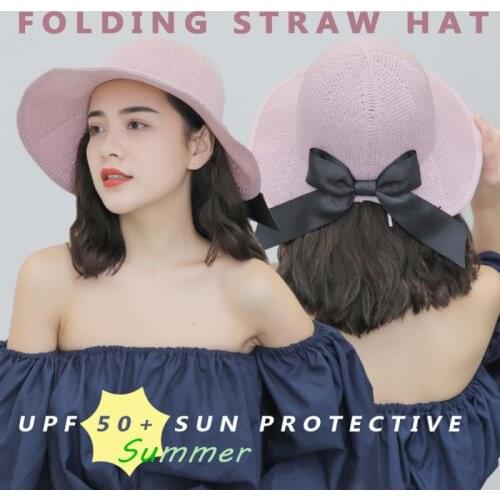 Beach Caps Outdoor Folding Straw Hat Female Summer Large Along Sun Hat Sun Protection Summer Sportswear