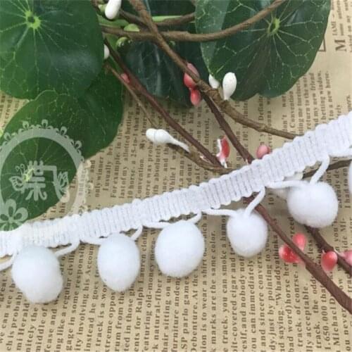 15mm width pompon Fuzzy Ball Lace cord ribbon Tassel Fringe Trimming ribbon Lace Fabric garments DIY Accessories HH96
