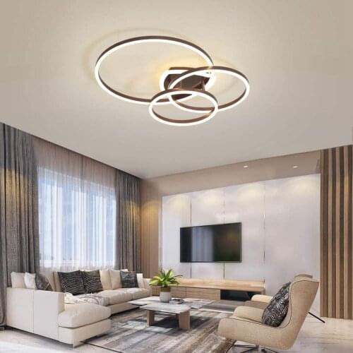 Modern Led Ceiling Lamp Chandelier For Living Room Bedroom Kitchen Coffee Circle Ring Lights Remote Control Dimming 110v 220v