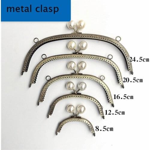 Women DIY coin bag making metal clasp with platic kiss pearl ball buckle knurling purse frame 10pcs/lot