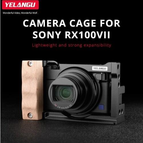 Light Weight Studio DSLR Wood Camera Cage Housing Case Cold Shoe 1/4 and 3/8 Threaded Holes Handle Grip for Sony RX100VII