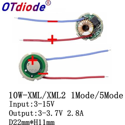 5 Mode/1Mode Input 3V-15V dc 22mm LED Driver For Cree 10W T6 XML T6/U2 XM-L2/U2 LED Flashlight or 12V Battery Car Light