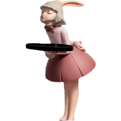 TT Light Luxury Rabbit Girl Large Welcome Floor Ornaments Living Room TV Cabinet Hallway Home Decoration