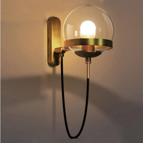 Home Decoration Modern Nordic E27 Glass Ball Lampshade Wall Light Living Room Bedside Bedroom Wall Clock Loft Fittings Lamp
