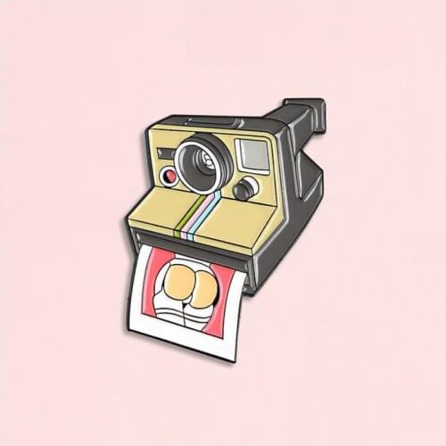 Vintage Film Camera Enamel Pin Camera and Girl Photo Badge Brooch Denim Jean Clothes Film Photography Jewelry Gift For Friends